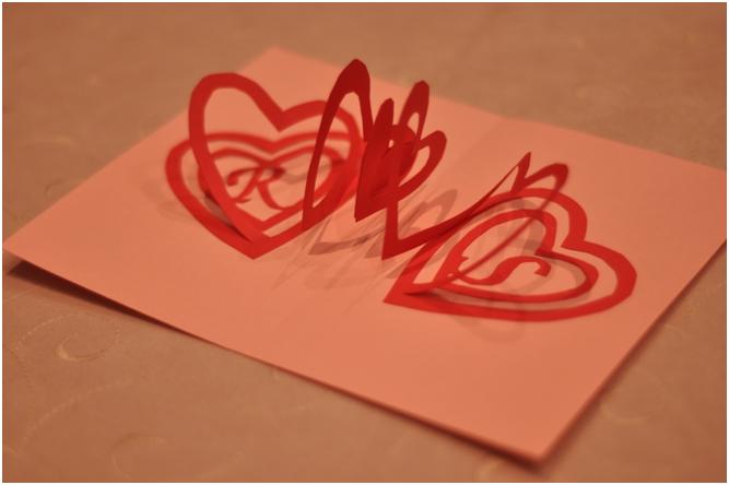 Template for Spiral Heart Valentine’s Day Pop Up Card