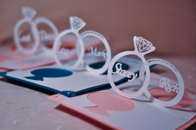 Wedding Invitation Linked Rings Pop Up Card