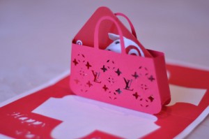 LV bag pop up card with Target gift card