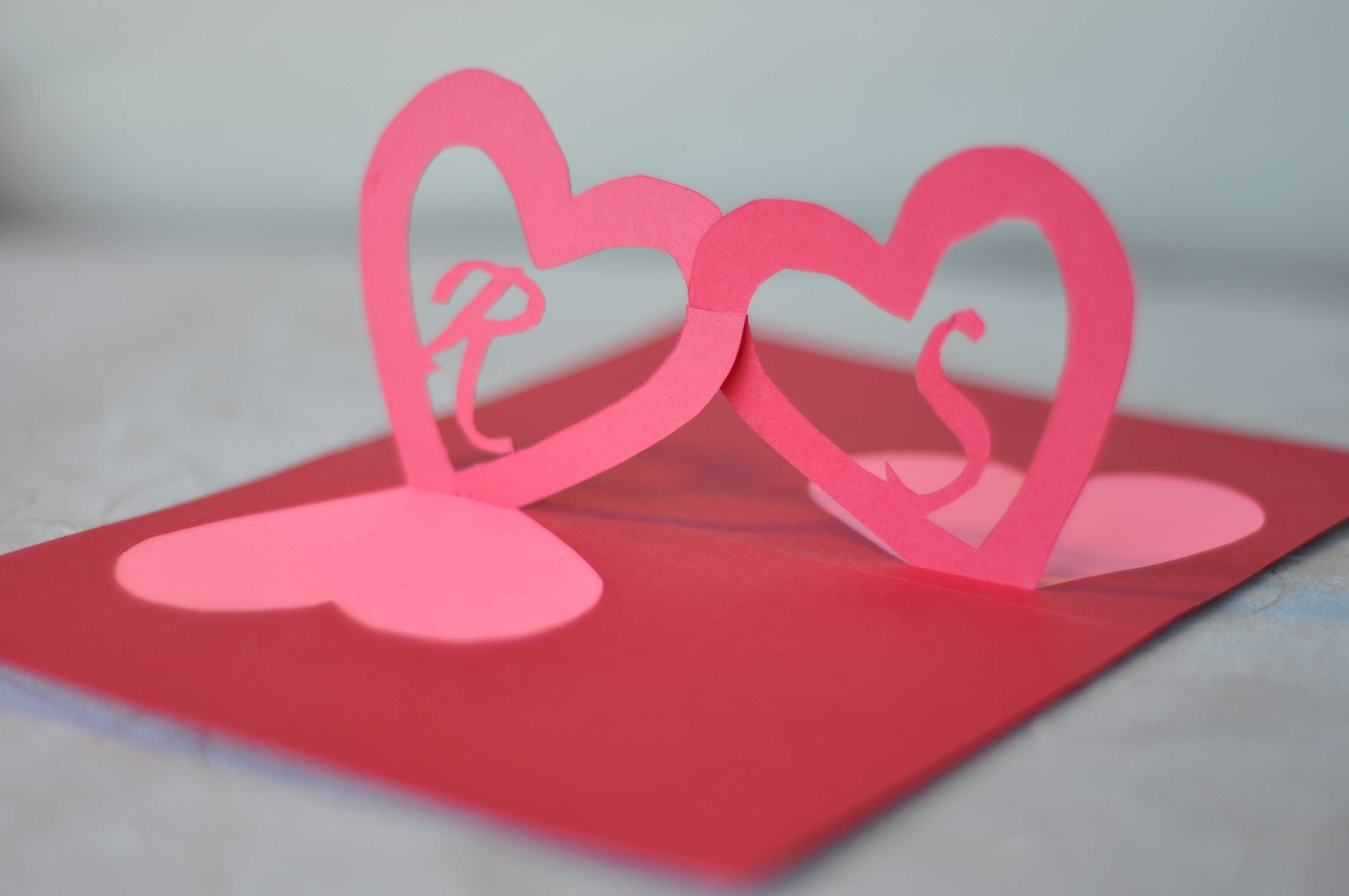 Linked Hearts Pop Up Card Template - Creative Pop Up Cards