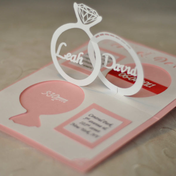 Wedding Invitation Linked Rings Pop Up Card Template - Creative Pop Up