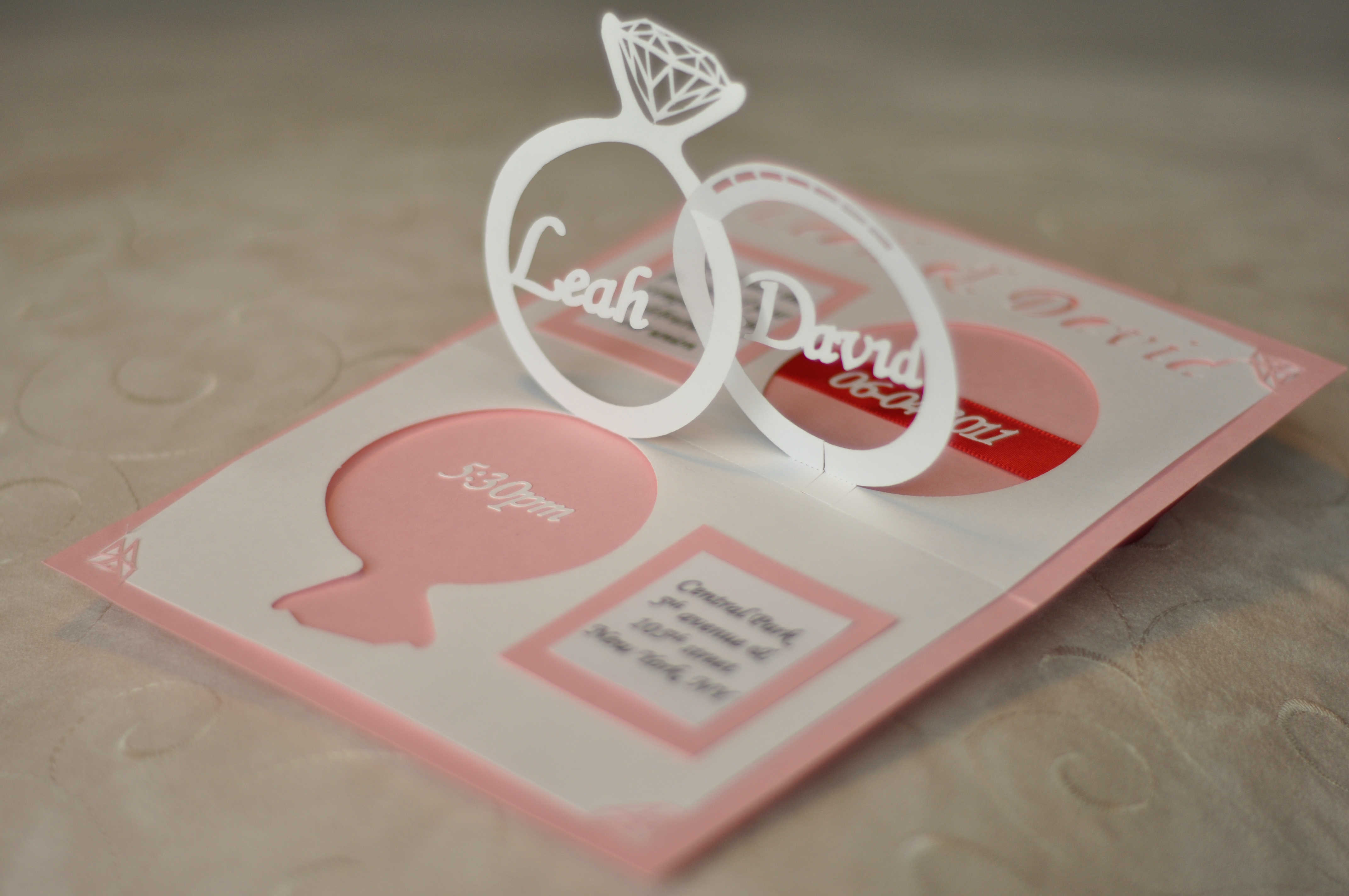 Wedding Invitation Linked Rings Pop Up Card Template With Wedding Pop Up Card Template Free